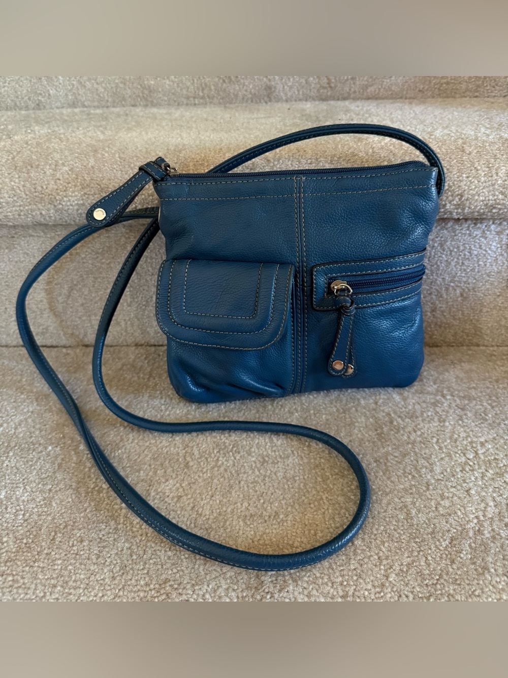 Tignanello Leather Crossbody with Front Pockets